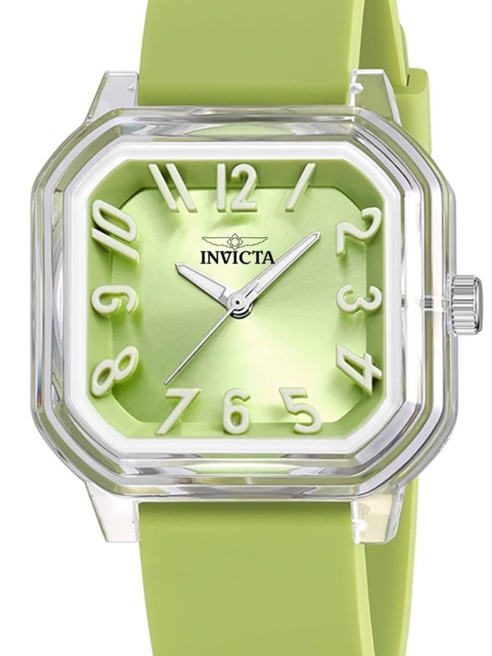 Invicta Celestial Lady Transparent Tone Case With Green Strap Watch Quartz 39mm